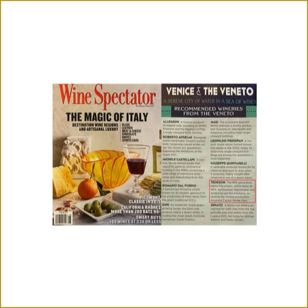 “The magic of Italy”: Tedeschi consigliato da Wine Spectator!